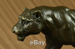 Lethal Predator de Jungle Jaguar Bronze Sculpture Milo Marbre Figurine Art Déco