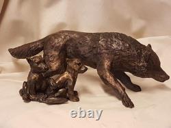 Loup et louveteauxsculpture bronze d'art animalier signé LE CANN coté, numéroté