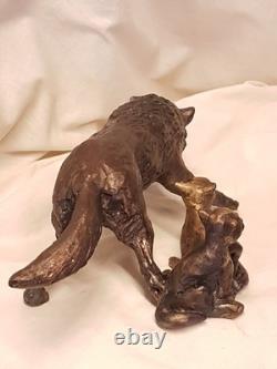 Loup et louveteauxsculpture bronze d'art animalier signé LE CANN coté, numéroté