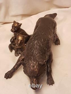 Loup et louveteauxsculpture bronze d'art animalier signé LE CANN coté, numéroté