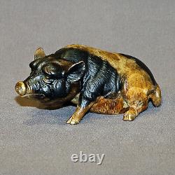 Magnifique figurine art cochon bronze sculpture statue édition limitée numéro signé