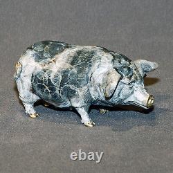 Magnifique figurine art cochon bronze sculpture statue édition limitée numéro signé