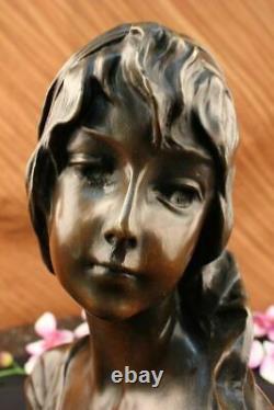 Maiden Buste Par Français Artésiennes Milo Bronze Art Déco Fonte Figurine Statue