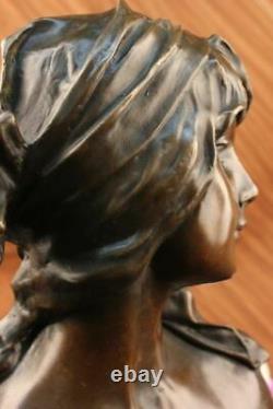 Maiden Buste Par Français Artésiennes Milo Bronze Art Déco Fonte Figurine Statue