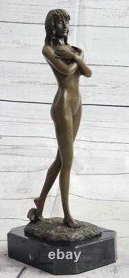 Main Fabriqué Fille Chair Bronze Sculpture Statue Art Figurine Ouvre