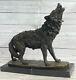 Majestic Bronze Art Sculpture Statue Loup Classique Bronze Signé Barye