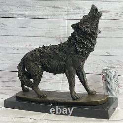 Majestic Bronze Art Sculpture Statue Loup Classique Bronze Signé Barye