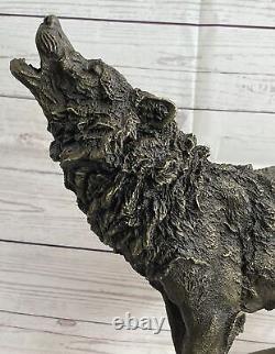 Majestic Bronze Art Sculpture Statue Loup Classique Bronze Signé Barye