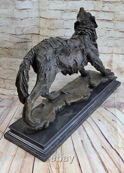 Majestic Bronze Art Sculpture Statue Loup Classique Bronze SignéBugatti