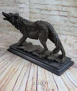 Majestic Bronze Art Sculpture Statue Loup Classique Bronze SignéBugatti