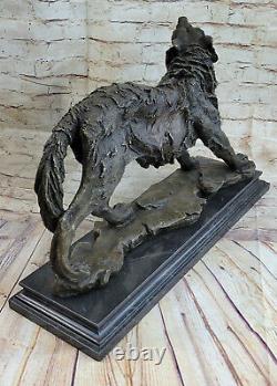 Majestic Bronze Art Sculpture Statue Loup Classique Bronze Statue Pancarte