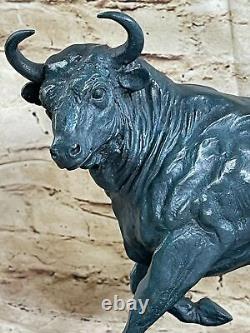 Majestic Bronze Art Sculpture Statue Vache Classique Taureau Signé Lecoutier