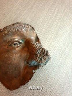 Masque en bronze mortuaire théâtre sculpture Art populaire