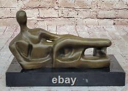 Merveilleux Abstrait Art Moderne Bronze Nu Sculpture Henry Moore Figurine Statue