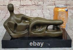 Merveilleux Abstrait Art Moderne Bronze Nu Sculpture Henry Moore Figurine Statue