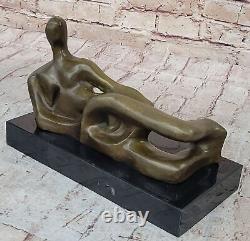 Merveilleux Abstrait Art Moderne Bronze Nu Sculpture Henry Moore Figurine Statue