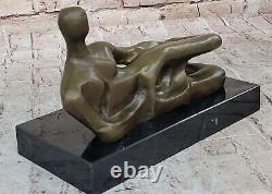 Merveilleux Abstrait Art Moderne Bronze Nu Sculpture Henry Moore Figurine Statue