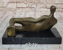 Merveilleux Abstrait Art Moderne Bronze Nu Sculpture Henry Moore Figurine Statue