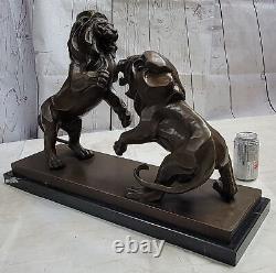 Metropolitan Musée De Art'S Collection Deux Lions Européenne Bronze Sculpture