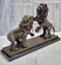 Metropolitan Musée De Art'S Collection Deux Lions Européenne Bronze Sculpture