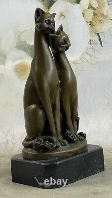 Miguel Lopez Signée Bronze Chat Sculpture Statue Art Déco Milieu Du Siècle uvre