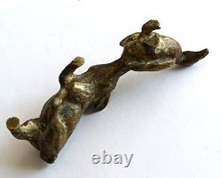 Miniature animalière en bronze cochon et oie Sculpture ancienne art animalier