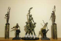 Monumental? Groupe Sculpture Athlete Art Deco Moderniste Bronze 1930 Design Loft