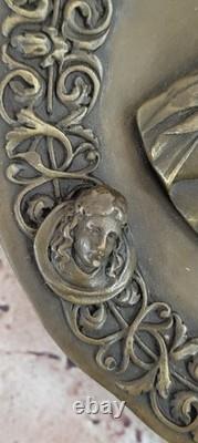 Musée Qualité Bronze Sculpture Style Art Nouveau Bas Romain Fille Véritable