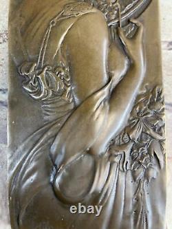 Musée Qualité Bronze Sculpture Style Art Nouveau Bas Romain Fille Véritable