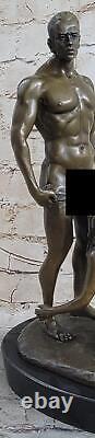 Neuf Bronze Sculpture Chair Art Statue Femelle Erotic Qualité Cadeau Décor Ouvre