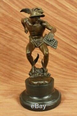 Nu Flying Mercury Bronze Statue Marbre Sculpture Art Déco Romain Mythique Large