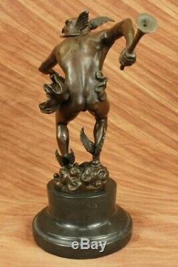 Nu Flying Mercury Bronze Statue Marbre Sculpture Art Déco Romain Mythique Large