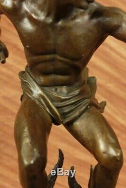 Nu Flying Mercury Bronze Statue Marbre Sculpture Art Déco Romain Mythique Large