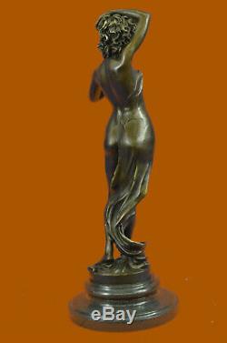 Occidentale Bronze Marbre Art Déco Sculpture Statue Sexy Femme Nue Érotique