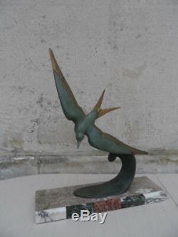 Oiseau Sterne Hirondelle De Mer Bronze Art Deco Sculpture (rochard, Lemonnier)