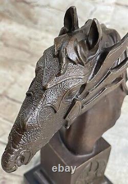 Original Milo Superbe Buste Cheval Tête Bronze Figurine Sculpture Art de
