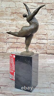 Original Signé Abstrait Ballerine Figurine Bronze Art Déco Sculpture Statue Lrg