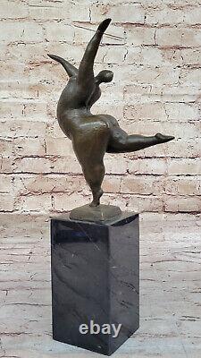 Original Signé Abstrait Ballerine Figurine Bronze Art Déco Sculpture Statue Lrg