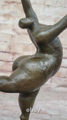 Original Signé Abstrait Ballerine Figurine Bronze Art Déco Sculpture Statue Lrg