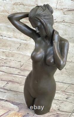 Original Signé Chair Fille Buste Torse Bronze Sculpture Art Statue Figurine