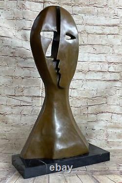 Pablo Picasso Double Visages Fait Bronze Sculpture Marbre Base Figurine Art