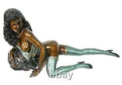 Paire Original Art Déco 1930's Français Bronze Érotique Sexy Nu Femme Sculptures