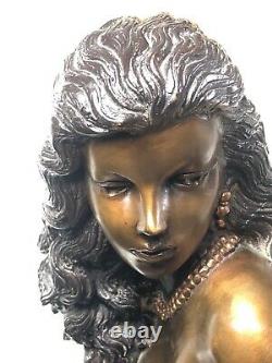 Paire Original Art Déco 1930's Français Bronze Érotique Sexy Nu Femme Sculptures