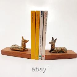 Paire Serre-livres Sculpture Animal Biches Couchées bronze Art Déco Grec
