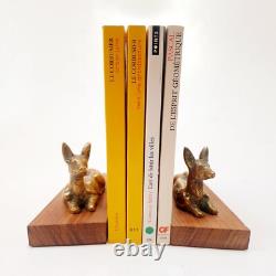 Paire Serre-livres Sculpture Animal Biches Couchées bronze Art Déco Grec