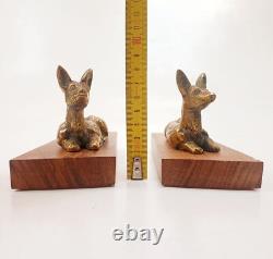Paire Serre-livres Sculpture Animal Biches Couchées bronze Art Déco Grec