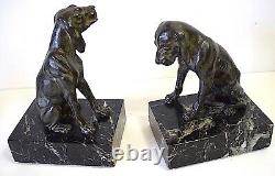 Paire de Bronzes Chiens de Chasse XX 20th Art Déco DOG