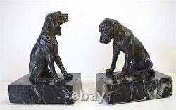 Paire de Bronzes Chiens de Chasse XX 20th Art Déco DOG