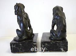 Paire de Bronzes Chiens de Chasse XX 20th Art Déco DOG