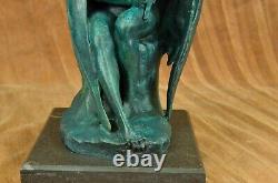 Patine Diable Satyre Foncé Ange Bronze Sculpture Par Milo Figurine Art Décor